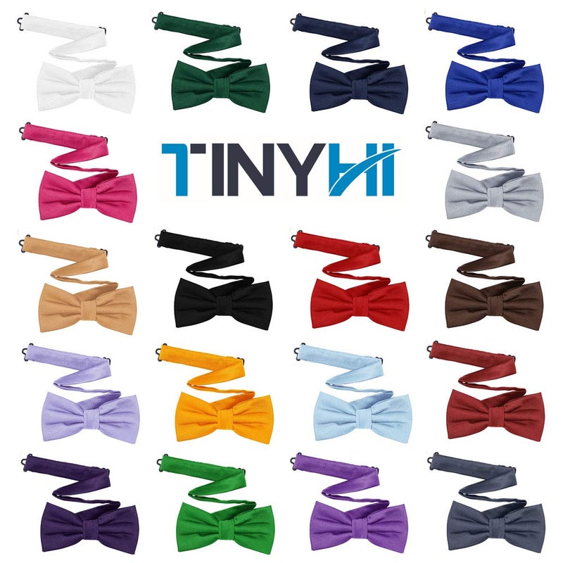 TINYHI Men's Pre-Tied Satin Formal Tuxedo Bowtie Adjustable Length Satin Bow Tie Pink One Size - Image 3